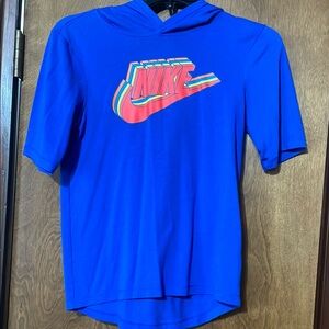 Nike Blue T-shirt with hood with Retro Logo